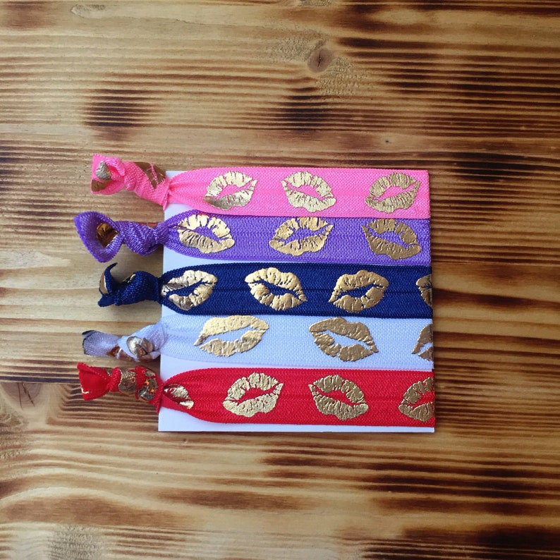 Lips Hair Ties Set of 10 Fold Over Elastic Ties Lips Etsy