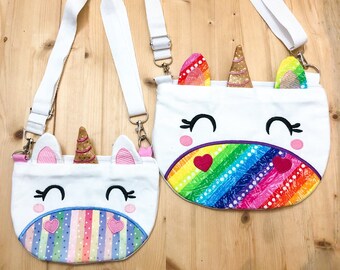 Unicorn Zipper Purse | Unicorn Face Pouch | Unicorn Clutch | Animal Face Bag | Adjustable Crossbody Strap | Toddler Girl Gift