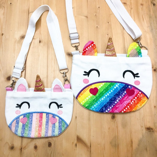 Unicorn Zipper Purse | Unicorn Face Pouch | Unicorn Clutch | Animal Face Bag | Adjustable Crossbody Strap | Toddler Girl Gift