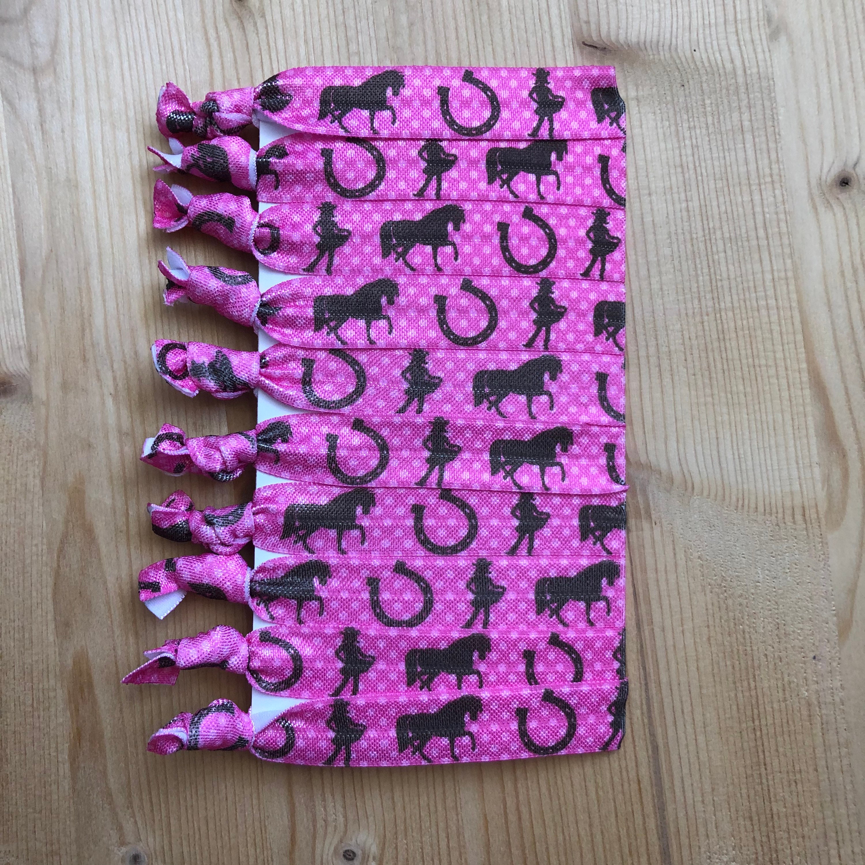 Horse Hair Ties Set of 10 Horse Themed Fold Over Elastic Etsy