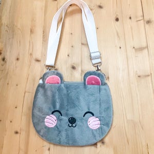 Monedero con cremallera de ratón / Bolsa con cara de ratón / Bolso de mano con forma de ratón / Bolso con cara de animal / Correa cruzada ajustable / Regalo para niña pequeña