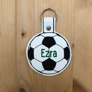 Personalized Soccer Key Fob | 3" Embroidered Sports Key Chain | Soccer Bag Name Tag | Soccer Team Gift | Monogrammed