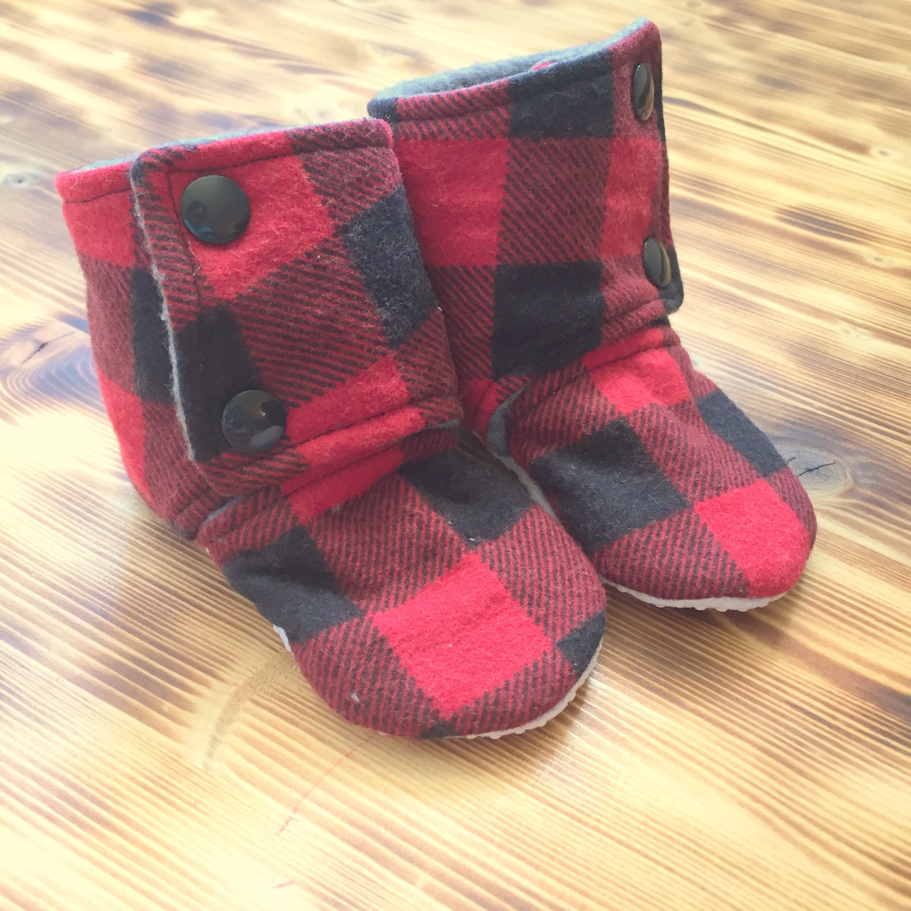 buffalo plaid slipper boots