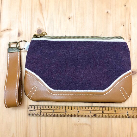 Purple Cognac Wristlet Zipper Pouch Women's Clutch With 