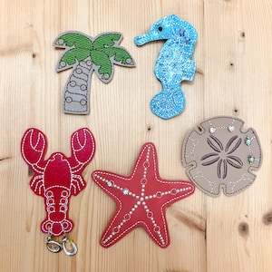 Organizador de aretes para playa / Organizador de aretes para viajes de verano / Organizador de joyas / Para llevar / Para calcetines / Palmera / Caballito de mar / Langosta