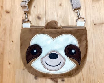 Sloth Zipper Purse | Sloth Pouch | Animal Face Bag | Sloth Shaped Clutch | Toddler Girl Gift