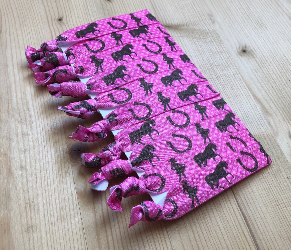 Horse Hair Ties Set of 10 Horse Themed Fold Over Elastic Etsy