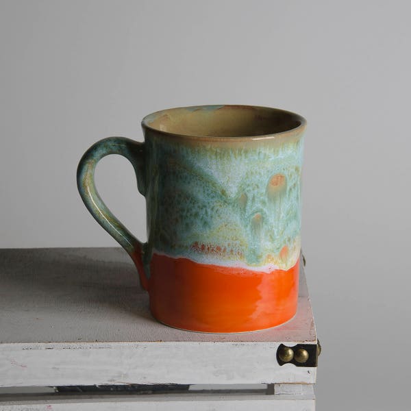 Orange Coffee Mug Handmade Jumbo Pottery Coffee Cup Ceramic Mugs Artisan Hand Thrown Pottery Artisan Large Coffee Mug Gift Housewarming Gift