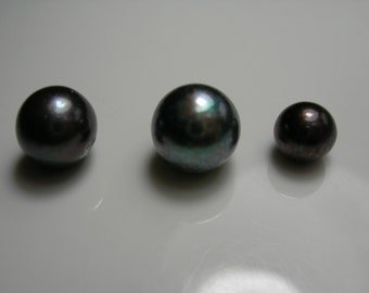 PAIR5-6MM PERFECT ROUND SOUTH SEA GENUINE BLACK GRAY BLUE LOOSE PEARL HALF DRILL