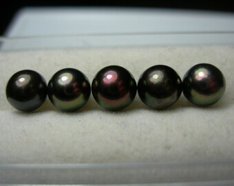 PAIR5-6MM PERFECT ROUND SOUTH SEA GENUINE BLACK GRAY BLUE LOOSE PEARL HALF DRILL