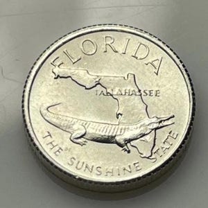 FLORIDA sterling 925 silver miniature medal Franklin Mint States of Union Mini Coin United America Tallahassee Orange Blossom Sunshine State