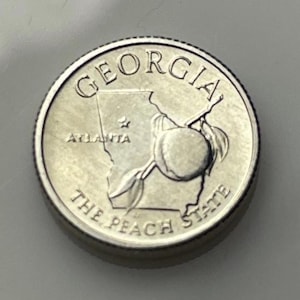 GEORGIA sterling 925 silver miniature medal Franklin Mint States of Union Mini Coin United America USA Atlanta The Peach State Cherokee Rose