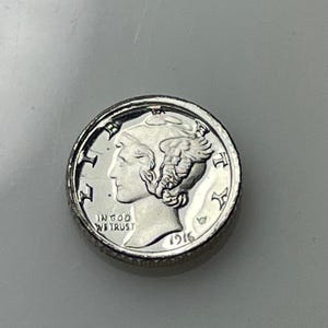 mini 1916 SILVER Mercury Dime coin Franklin Mint miniature United States 10 cent piece USA for collection or jewelry 925 sterling REPLICA