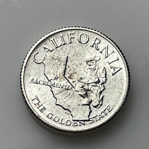 CALIFORNIA sterling 925 silver miniature medal Franklin Mint States of the Union Mini Coin United America USA Golden State Sacramento Poppy