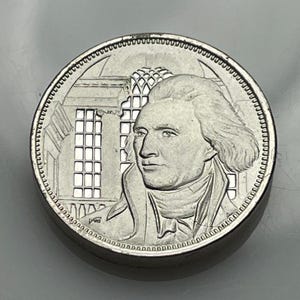 THOMAS JEFFERSON sterling silver miniature coin 1976 Franklin Mint Signers of the Declaration Mini Medal for collection or jewelry USA 925