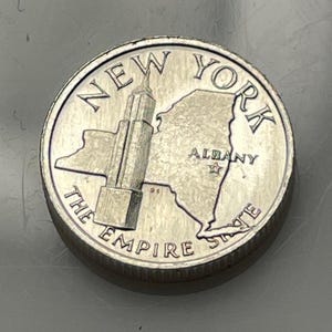 NEW YORK sterling 925 silver miniature medal Franklin Mint States of the Union Mini Coin United America USA Rose Empire State Albany