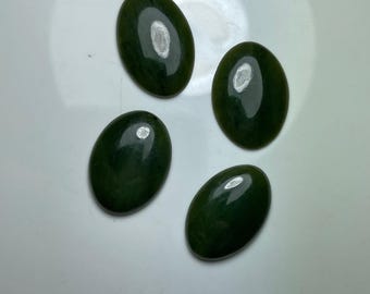4 natural Siberian NEPHRITE JADE cabs Green cabochon Russia Russian 55ctw Vintage untreated Genuine, FINALSALE