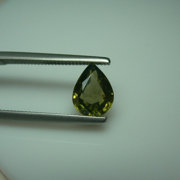 CLOSEOUT 2.10ct rare Green Zircon gem Tanzania NATURAL Untreated Gemstone Yellowish Green Olive autumn color pear shape 8.7mm X 6.65mm