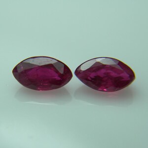 2 BURMESE RUBY gems Mogok Burma Genuine Natural gemstone Red Ruby Loose marquise Fluorescent vintage 0.58ctw pair