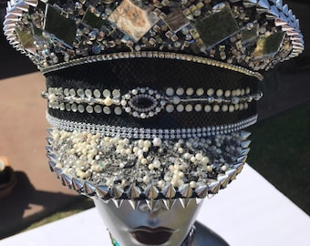 Rhinestones/ turquoise captains hat Amazon.com: KANGQL Rhinestone Captain Hat, Rhinestone Navy  main image 3
