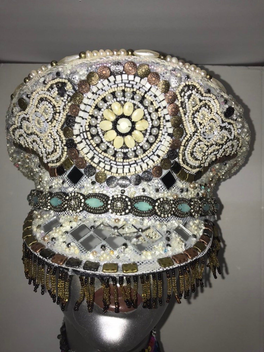 Rhinestones/ Turquoise Captains Hat - Etsy display picture 2