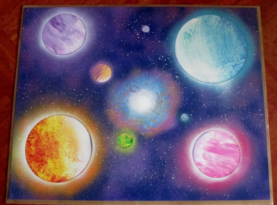 Large Galaxy Spray Paint Art Galaxy Painting Space Decor Space Poster Space Wall Art Kids Room Decor Girls Room Decor Nursery Decor Unique