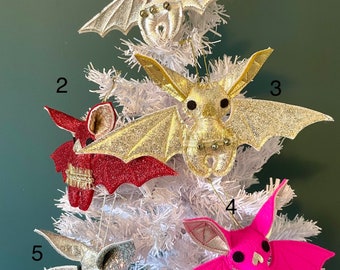 Tiny tinsel bat ornaments