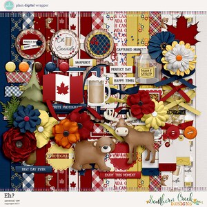 Eh? - Digital Scrapbooking Kit - 18 Papers - 60 Plus Elements - Paper Size - 12 x 12 Inches