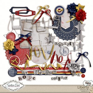 Liberty Elements- Digital Scrapbook Papers- 56 elements-  300 dpi- Digital Download