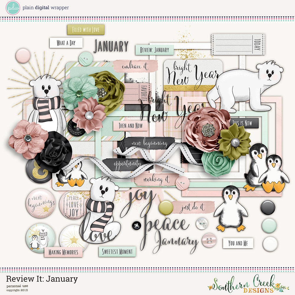 Review It: January-digital Scrapbooking Kit 18 Paper 60 Plus Elements ...