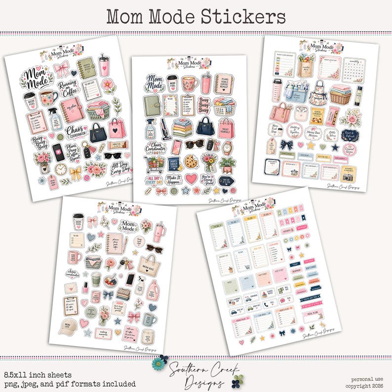 Mums Pdf Sticker Mom Mode Printable Stickers | Mom Life Planner Stickers | Digital ...