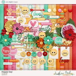 Heureux jour - Digital Kit de Scrapbooking - papier 18 - 70 ainsi que les éléments - taille du papier - 12 x 12 pouces - INSTANT DOWNLOAD
