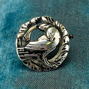 Vintage Georg Jensen Art Deco 830 Silver Dove Pin Brooch Design 191 Denmark 1920s
