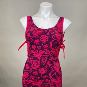 Authentic Vintage 1950s Designer Catalina Blue Pink One-Piece Bathing Suit Floral Swim Suit Pin-up Photoshoot