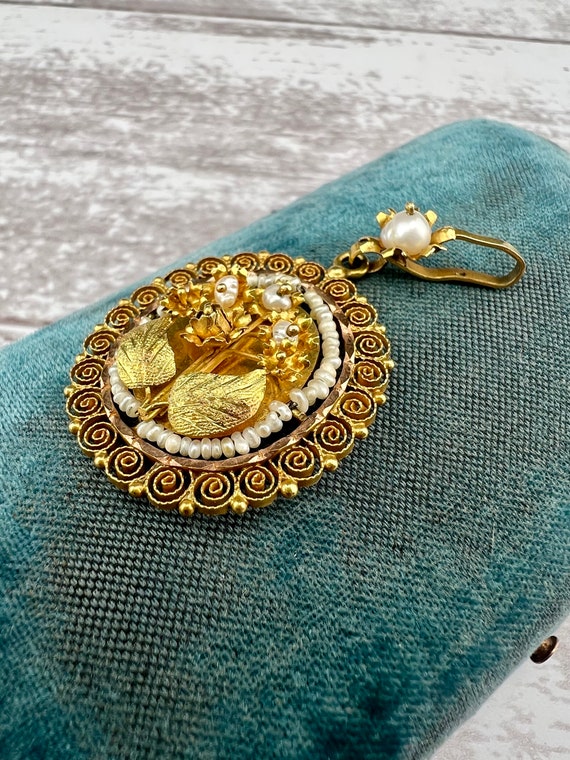 Antique Late Victorian Era 14k Yellow Gold and Fr… - image 2