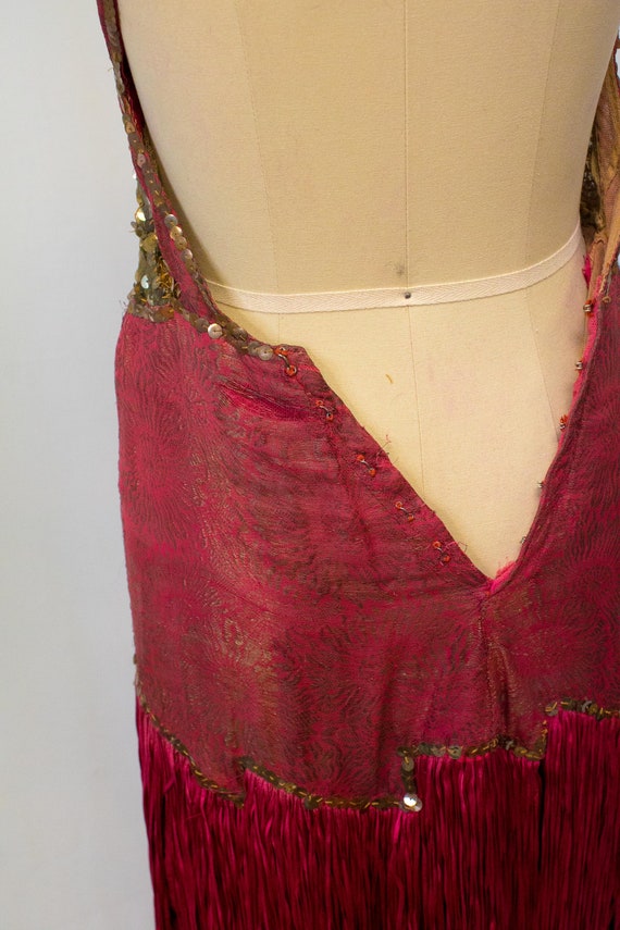 Antique 1920's Magenta Pink Silk Drop Waist Flapp… - image 5