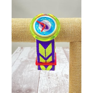 Vintage 1990s Pop Swatch Watch Neon PWK175 Waterskiing wrist watch as is image 2