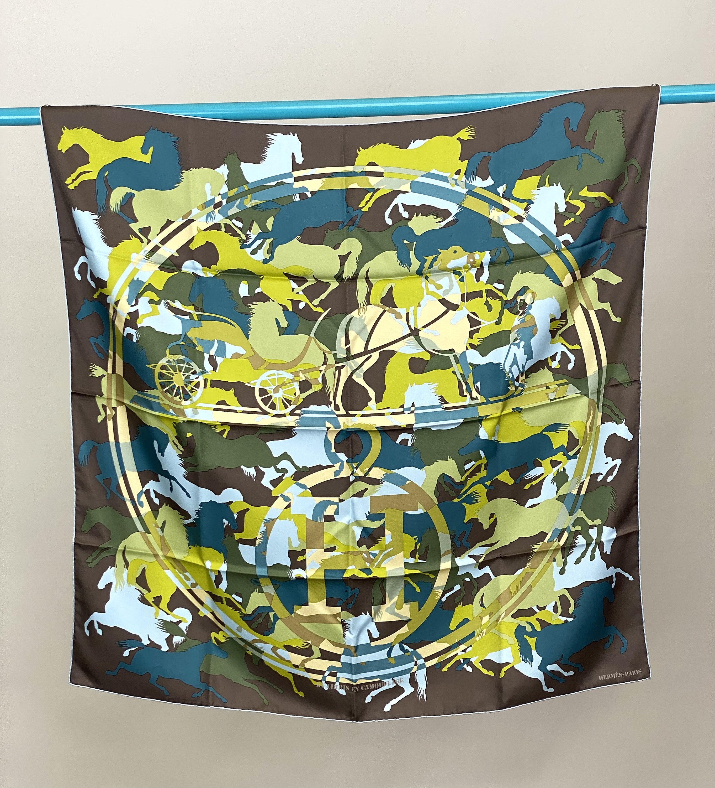 【美品】HERMES スカーフ カレ90 エクスリブリス カモフラージュ HERMES エルメス カレ90 EX LIBRIS EN CAMOUFLAGE エクス