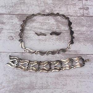 Pedro Castillo Sterling Silver Taxco Mexico Necklace Bracelet Earring matching Set