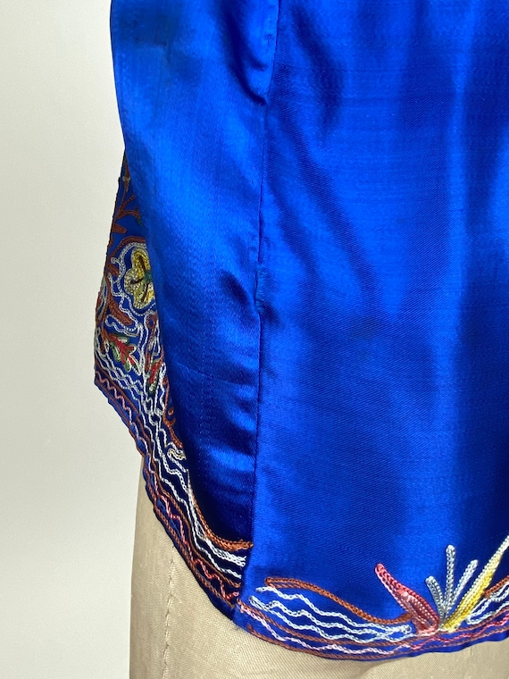 Vintage 1930s royal blue embroidered pajama top o… - image 6