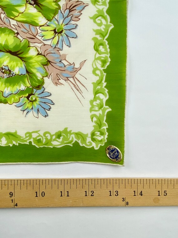 Lime Green Poppy and Daisy Floral Cotton Hanky Ha… - image 2