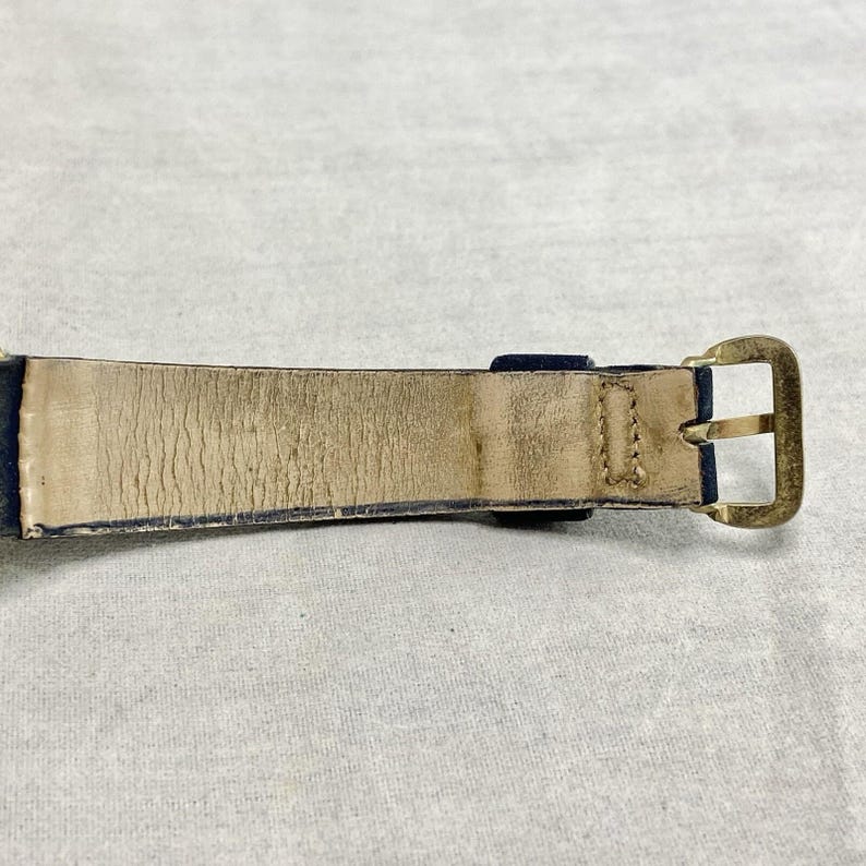 Reloj de pulsera Sheffield Spiro Agnew vintage de 1970, movimiento mecánico, correa azul oscuro. imagen 13