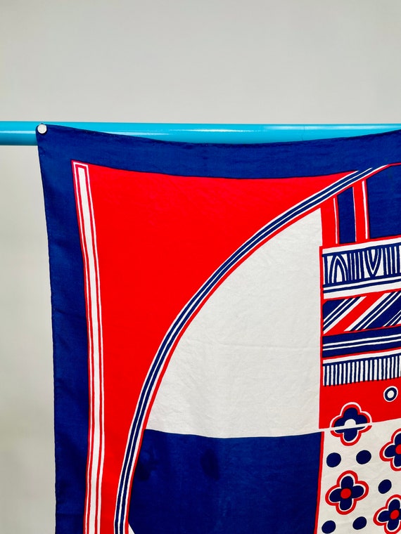 Vintage Sant' Angelo Silk Red White and Blue Abst… - image 3