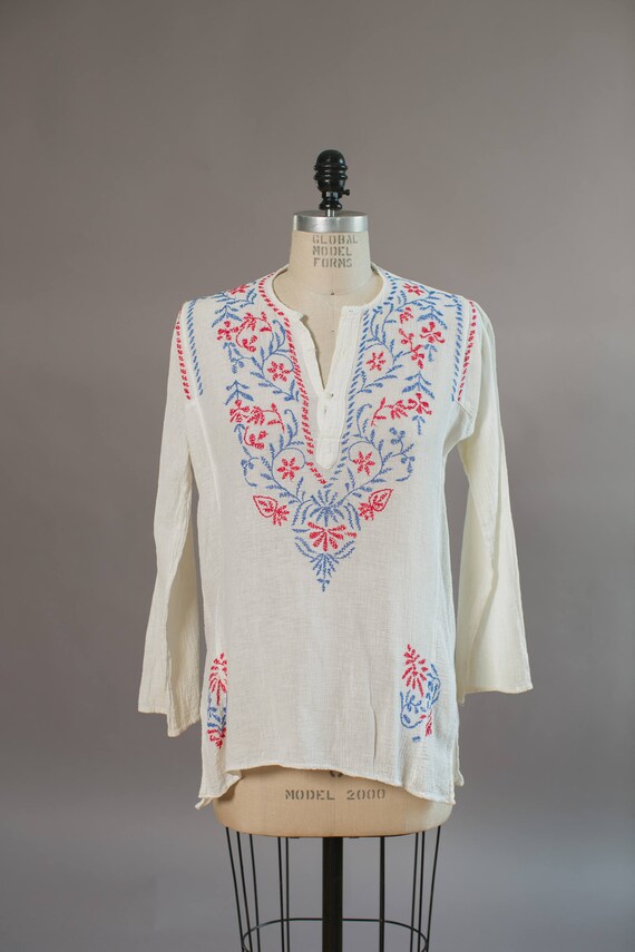Made in India 1970s Vintage blue, red, and white e