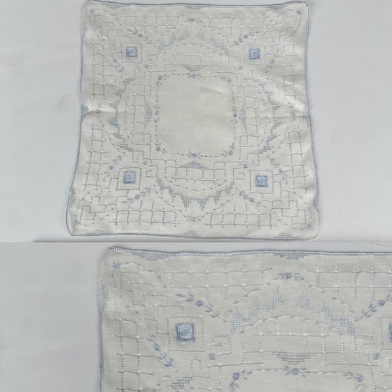 Vintage 1940s White and Blue Appenzell Lace Cotton