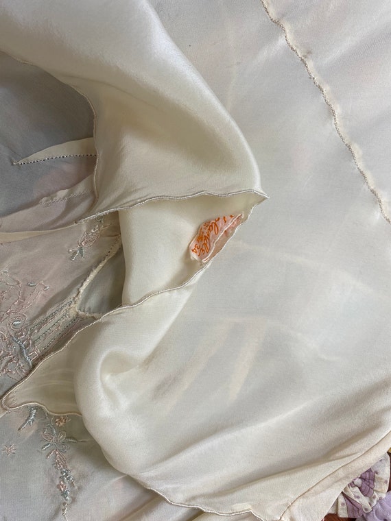 Rare Vintage 1940s Silk Slip or Nightgown With Em… - image 9
