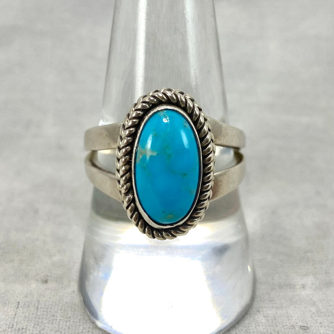 Vintage Sterling Silver Turquoise Ring Signed Richard CRJ