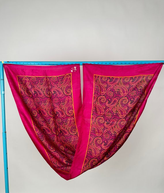 Vintage Silk Rectangle Scarf Hot Pink Mandala Pais