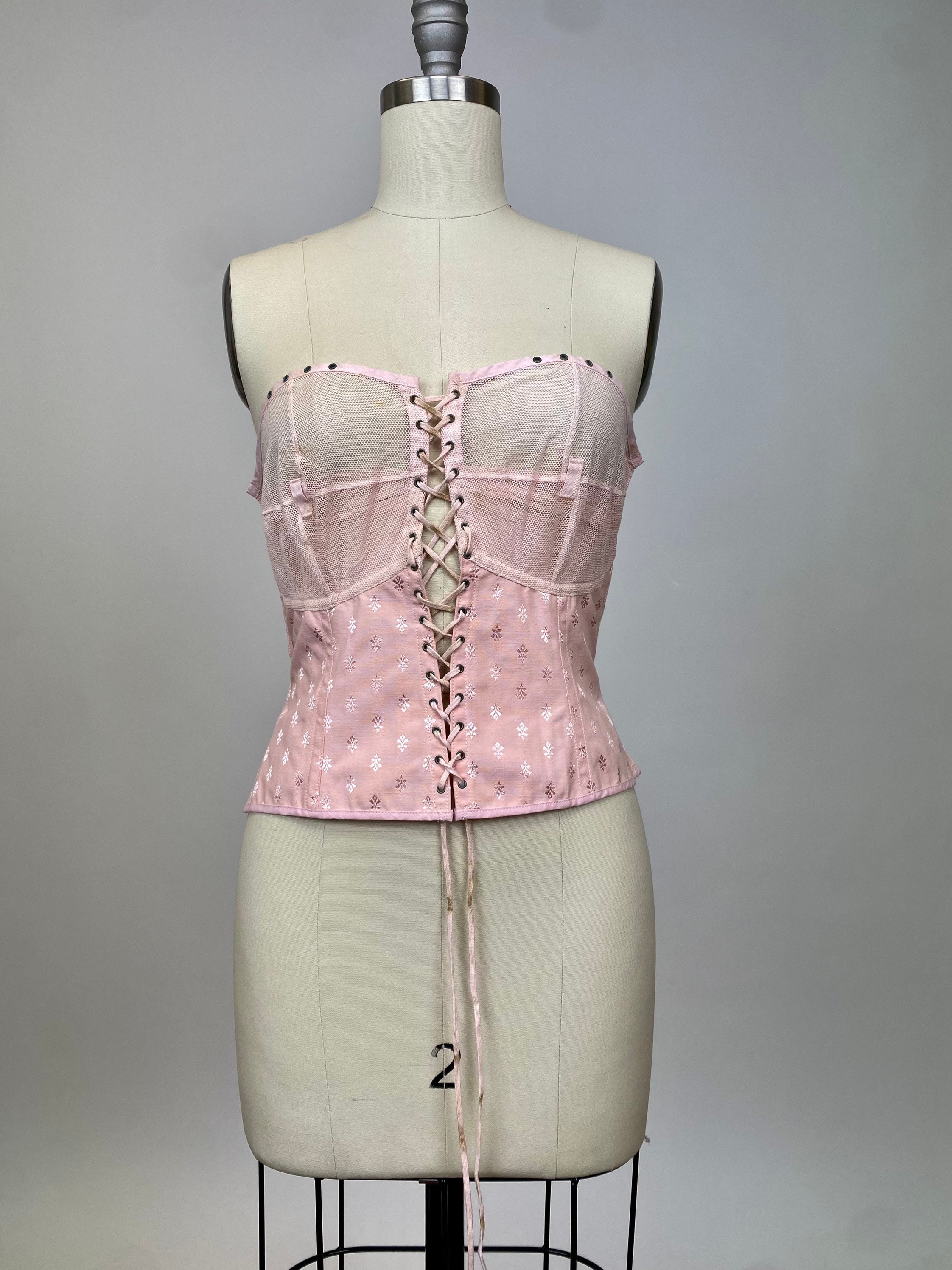 Rare Vintage Early 1900s Spirella Corset, Bustier, Lace up Undergarment,  Body Shaper, Pale Blush Pink Front Panel -  Finland