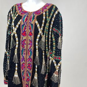 Vintage 1980s Holiday Silk Sequins and Beaded Jacket Christmas NYE New Years Eve Party Sparkles Special Occasion